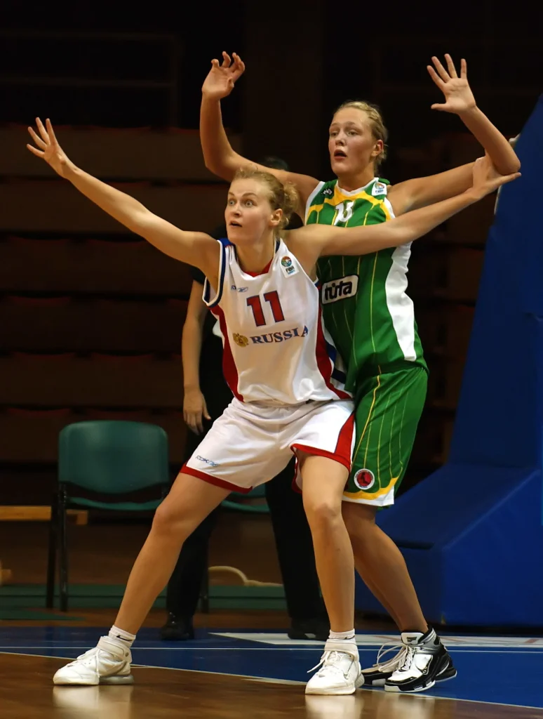 Nadezhda Grishaeva wearing jersey number 11 for Russia